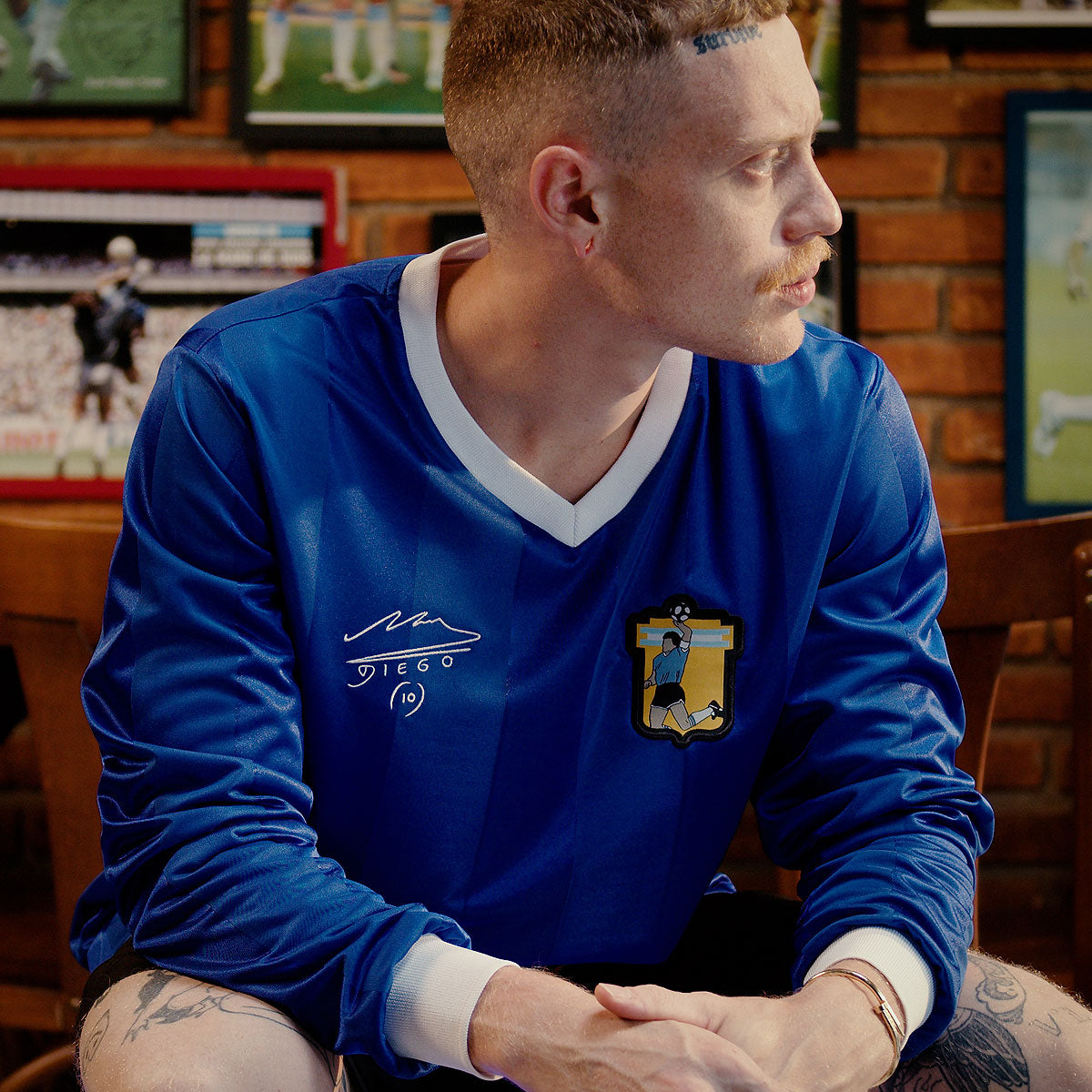 Argentina Retro 1986 Away Maradona Men's Long Sleeved T-Shirt