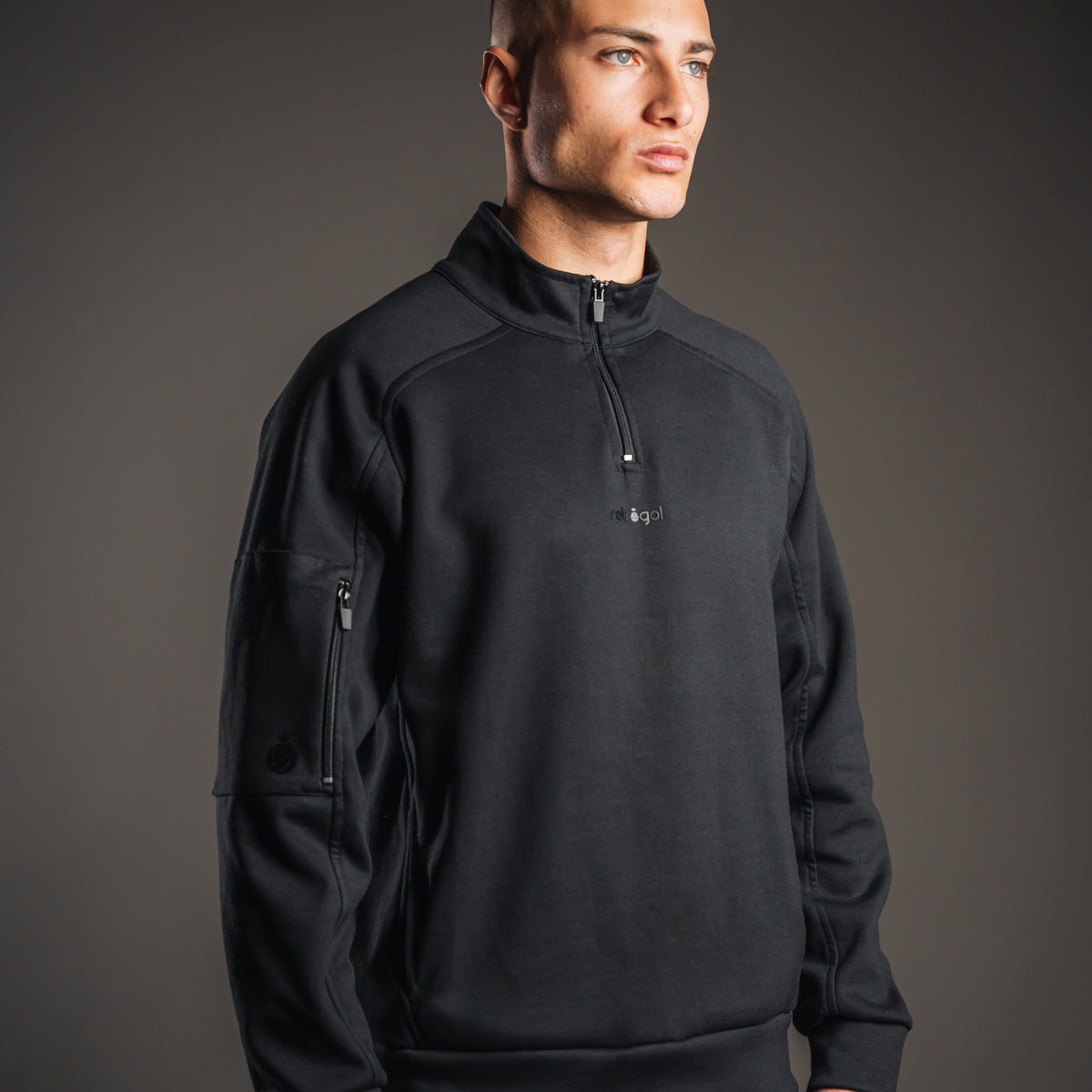 RG Tech Front Zipper Black Men's Sweatshirt