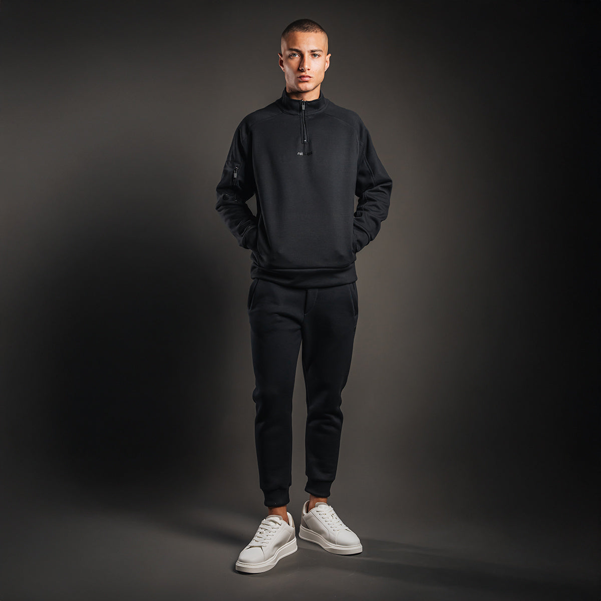 RG Tech Front Zipper Black Men's Sweatshirt
