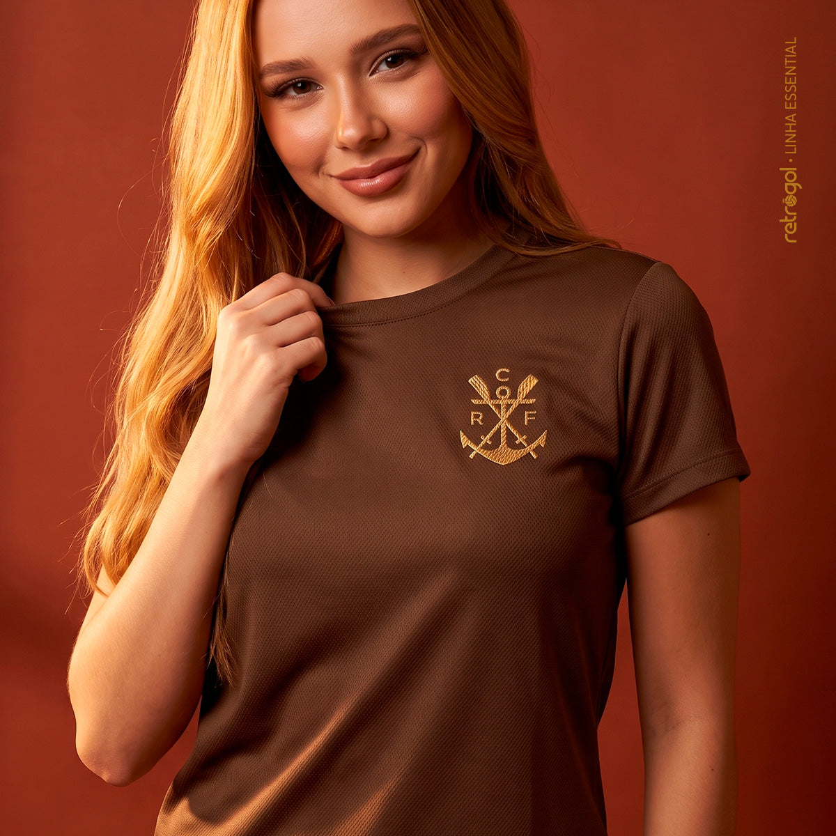 Flamengo Gold Patch 3D Brown Woman's T-Shirt