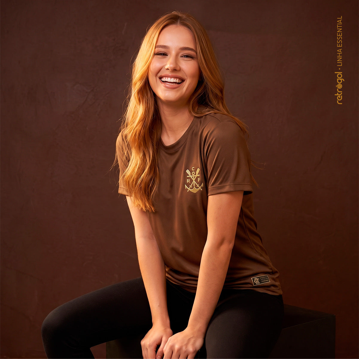Flamengo Gold Patch 3D Brown Woman's T-Shirt
