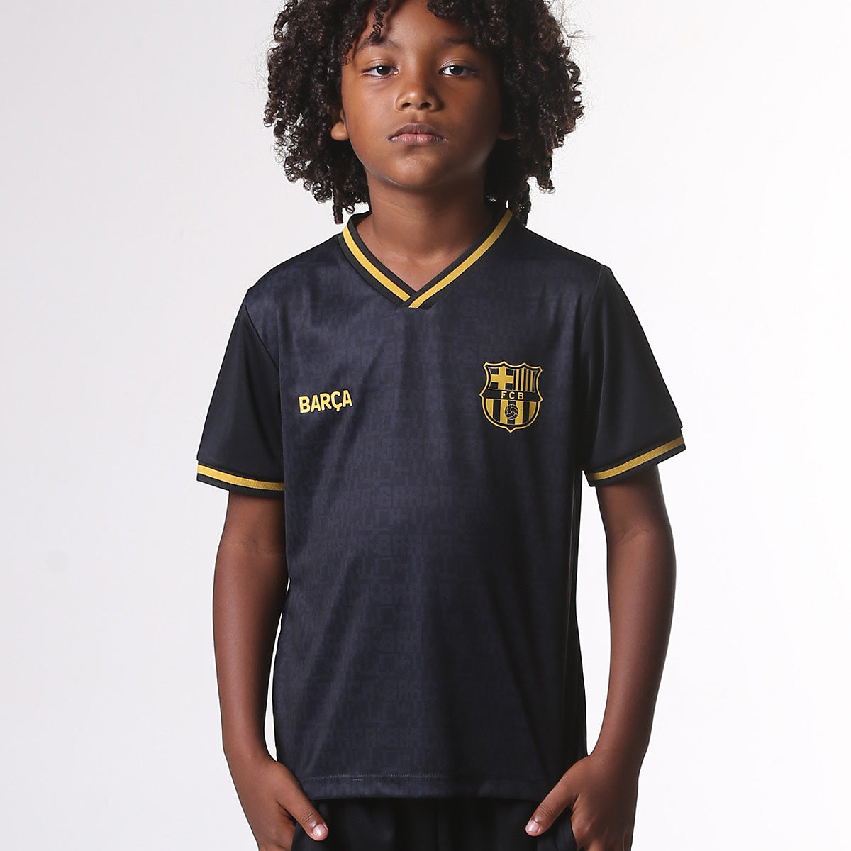 Barcelona Retro All Black Unissex Kid's T-Shirt