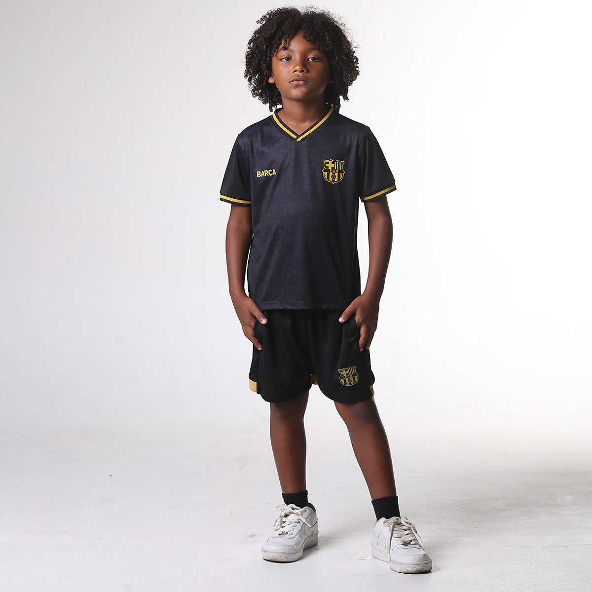 Barcelona Retro All Black Unissex Kid's T-Shirt