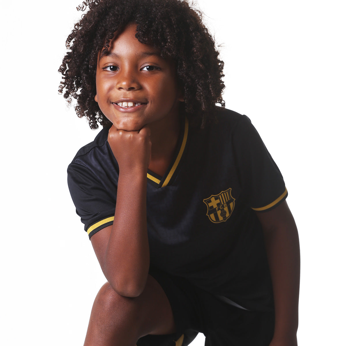 Barcelona Retro All Black Unissex Kid's T-Shirt