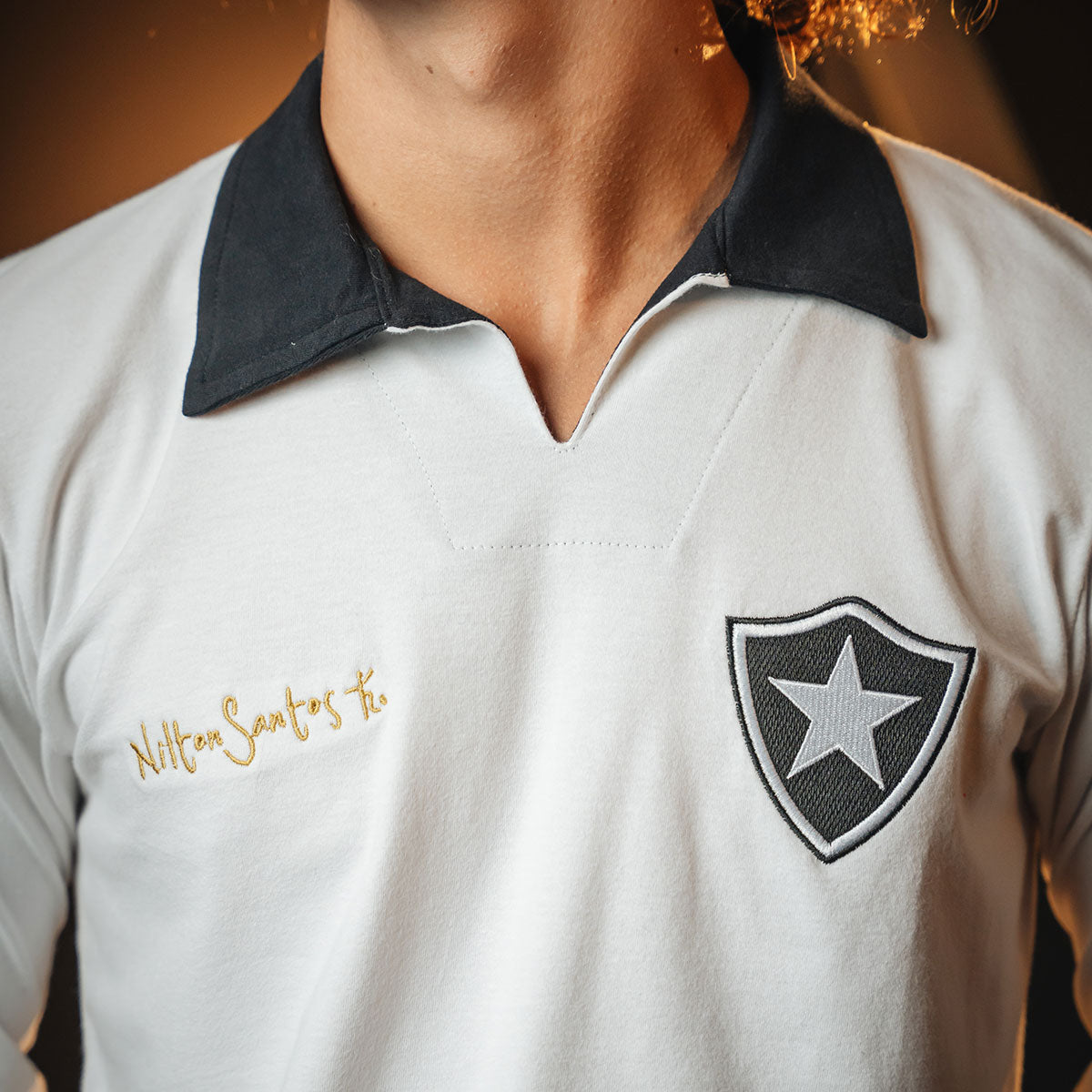 Botafogo Retro Nilton Santos White Men's Long Sleeved T-Shirt