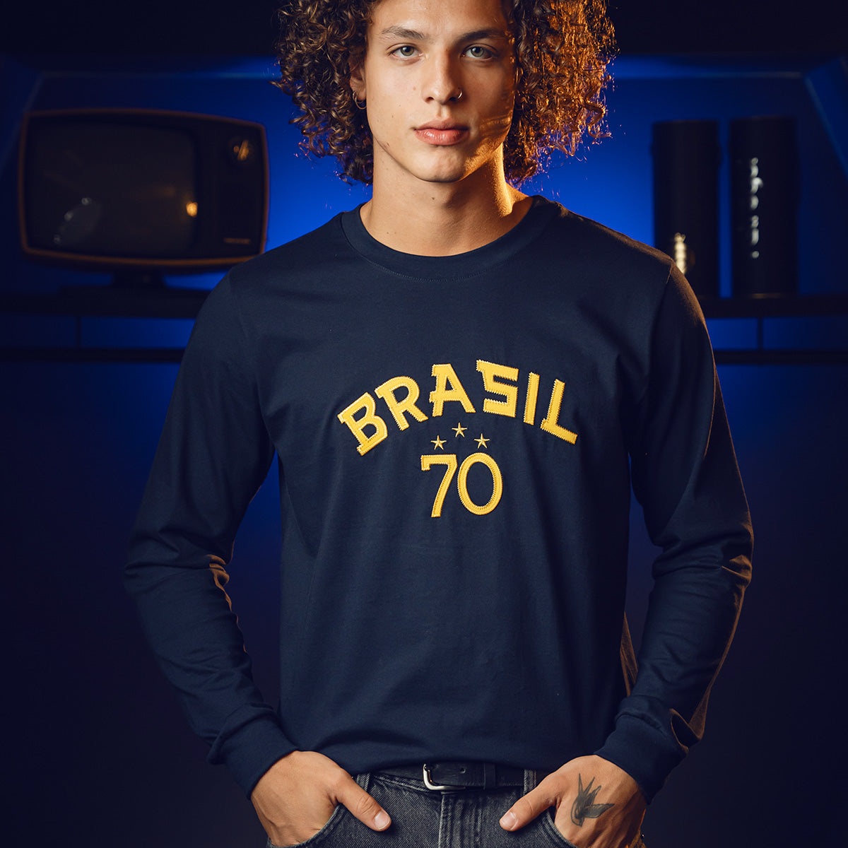 Brazil Retro 1970 Men's Long Sleeved T-Shirt