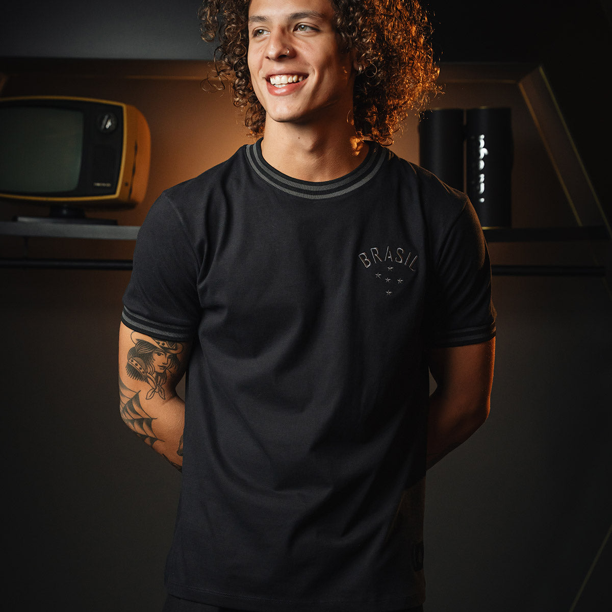 Brazil Retro All Black Men's T-Shirt