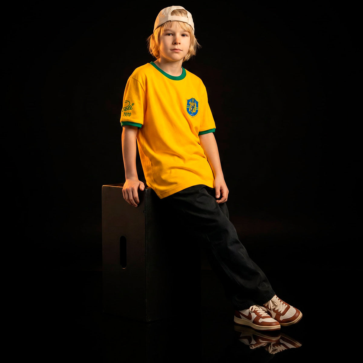 Brazil Retro 1970 Pelé Yellow Unissex Kid's T-Shirt