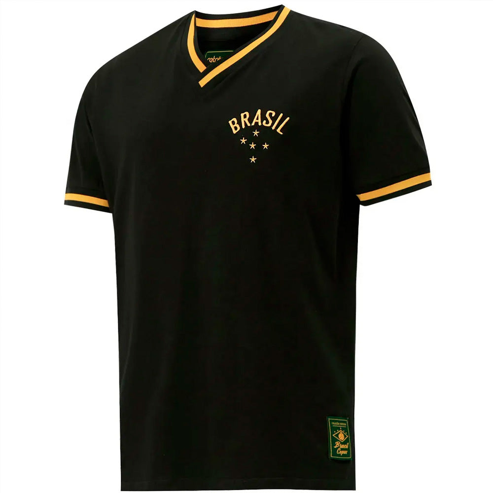 Men's Plus Size Retro Black Brazil Shirt