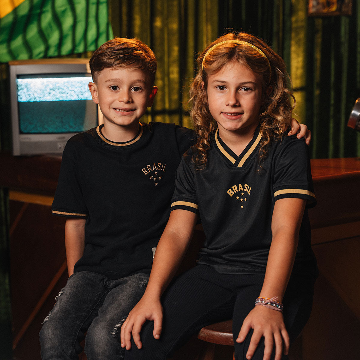 Brazil Retro Urban Dry Black Unisex Kid's T-Shirt