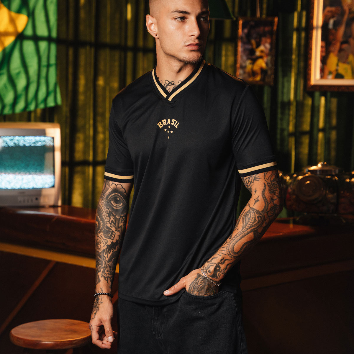 Brazil Retro Urban Dry Black Men's T-Shirt