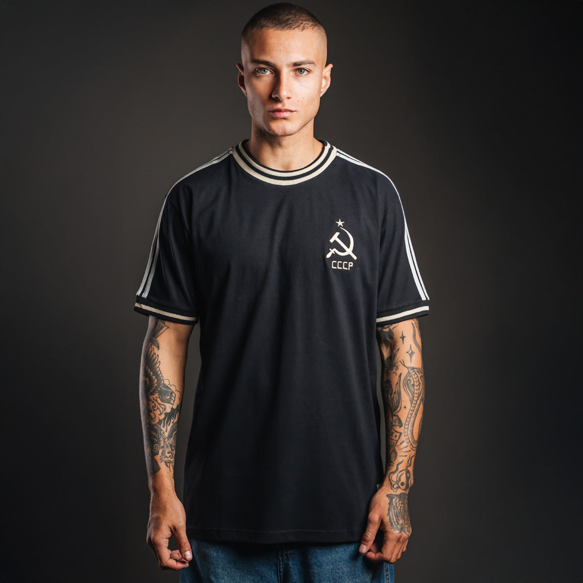 CCCP Retro Lines Black Men's T-Shirt