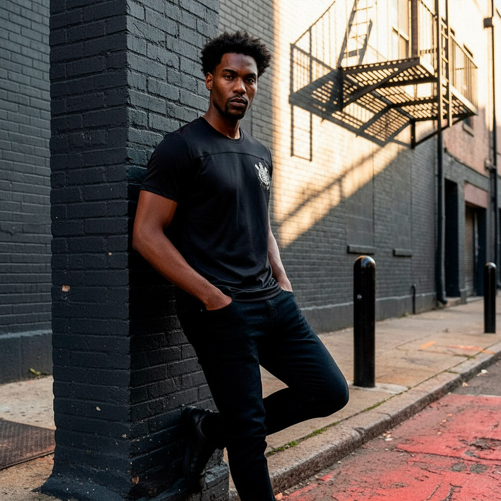 Corinthians Retro Patch Gel Black Men's T-Shirt