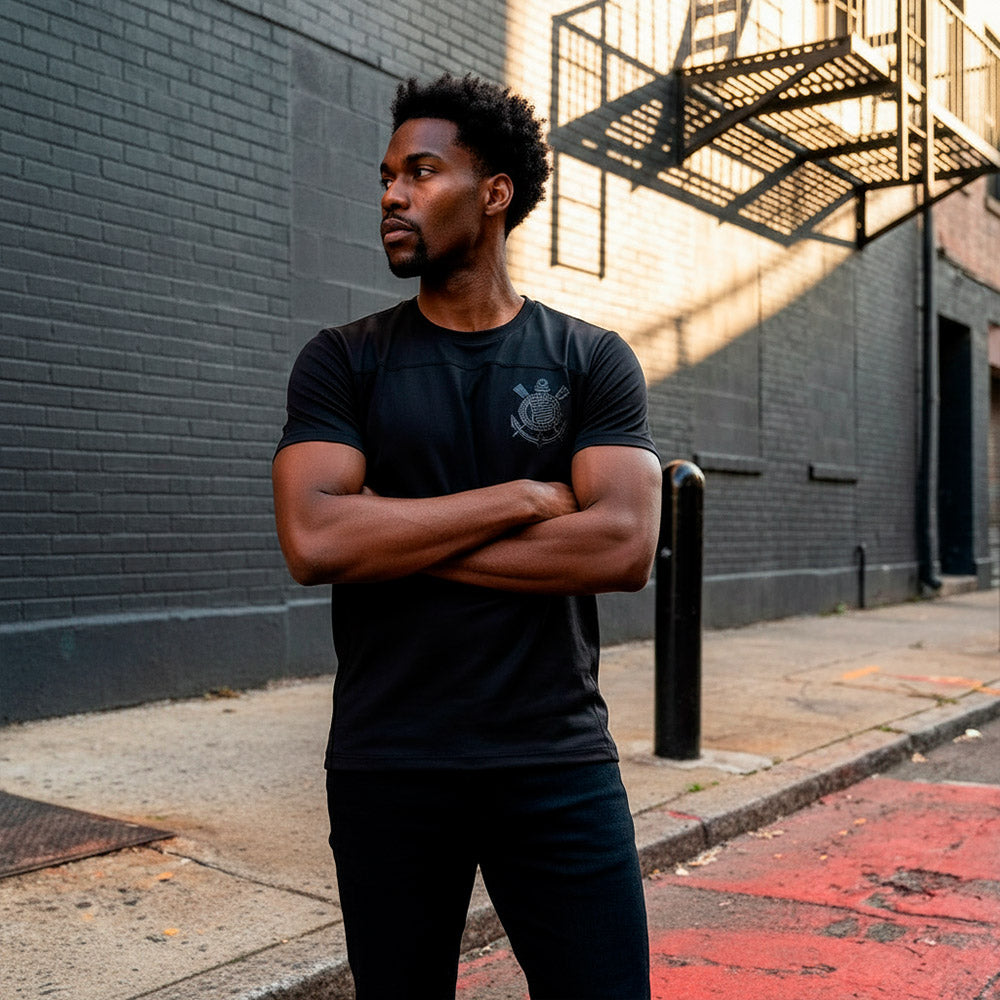 Corinthians Retro Patch Gel Black Men's T-Shirt