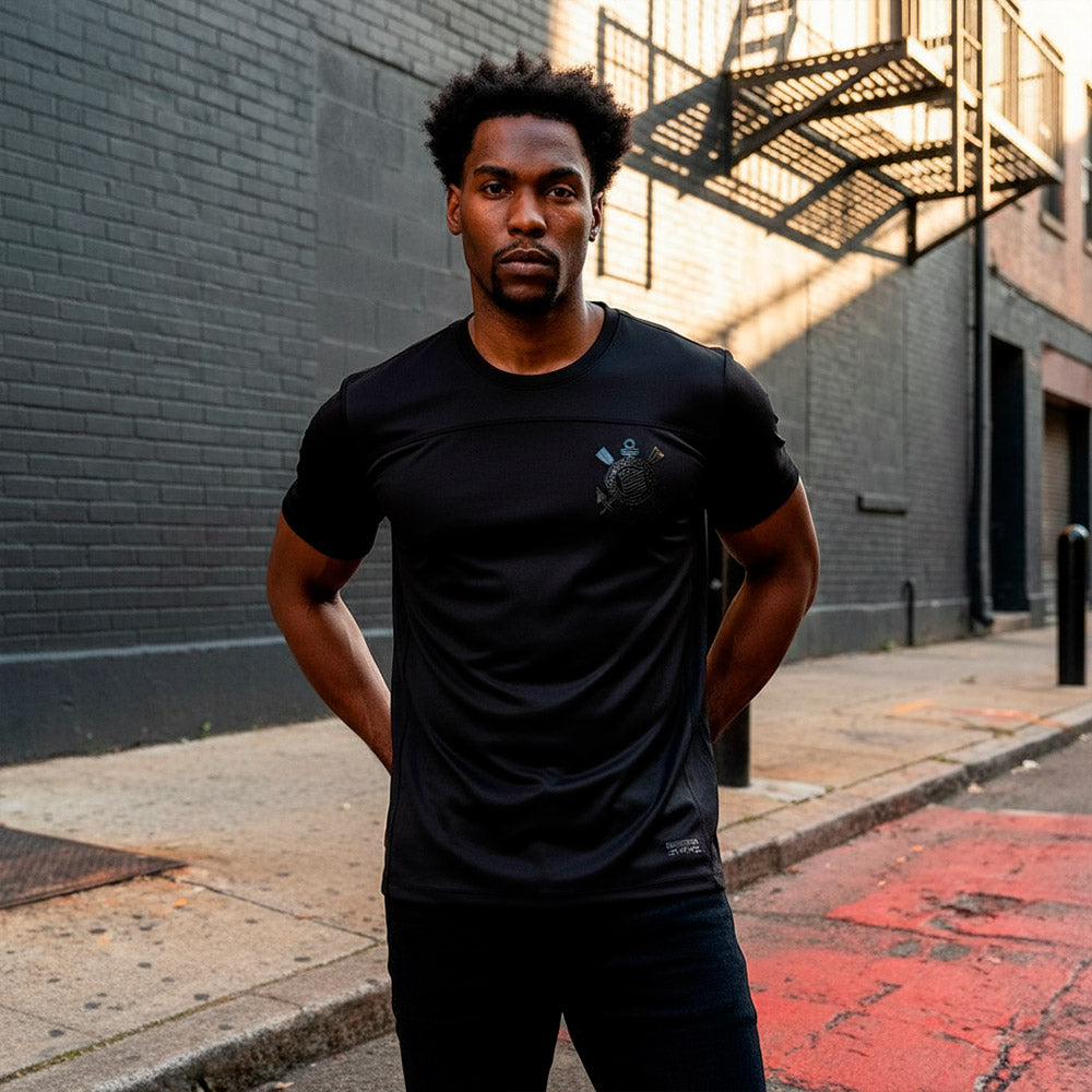 Corinthians Retro Patch Gel Black Men's T-Shirt