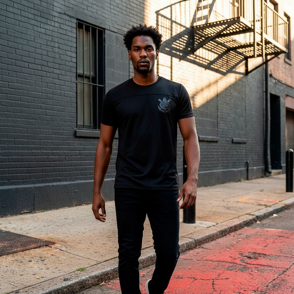 Corinthians Retro Patch Gel Black Men's T-Shirt