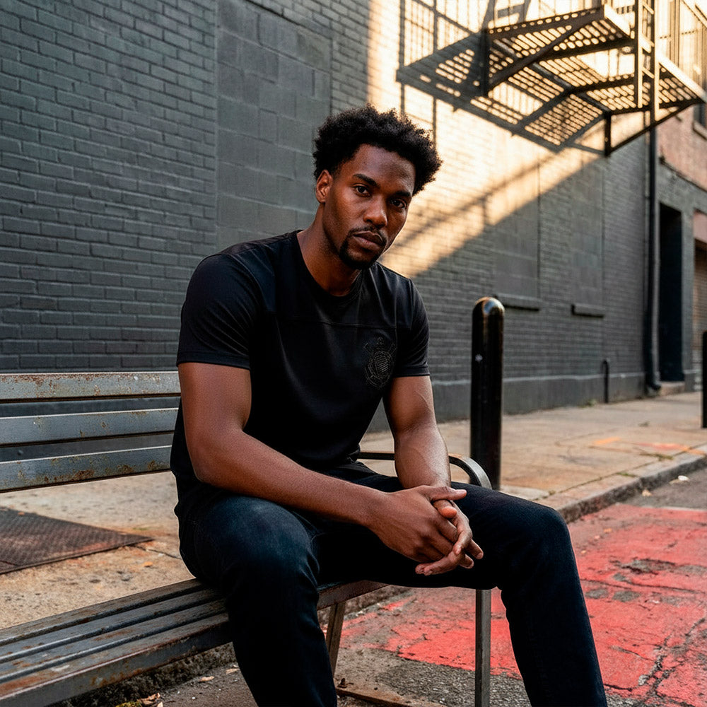 Corinthians Retro Patch Gel Black Men's T-Shirt