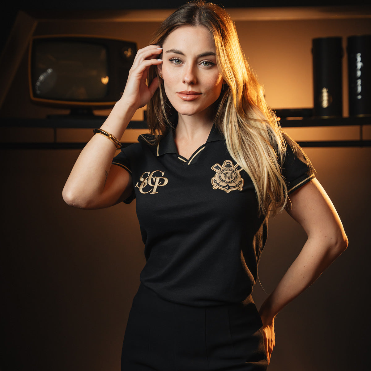 Corinthians Retro Gold Woman's Polo T-Shirt