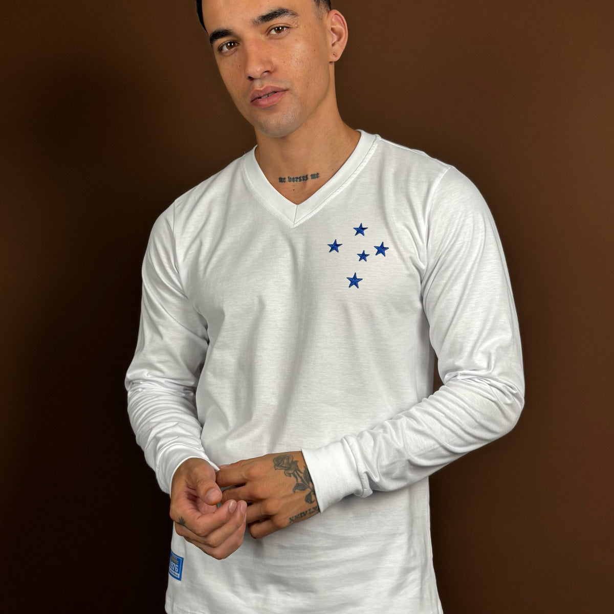 Cruzeiro Retro 1976 White Men's Long Sleeved T-Shirt