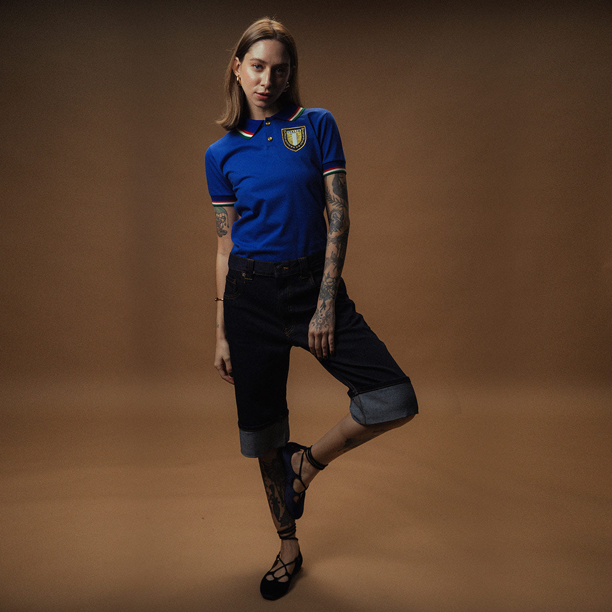 Italy Retro Gold Woman's Polo T-Shirt