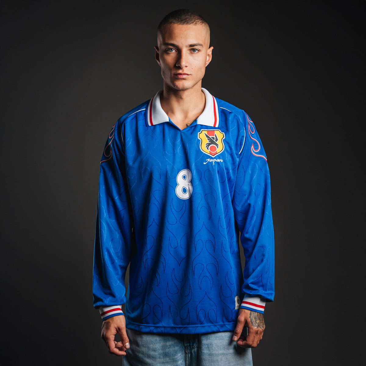 Japan Retro 1998 Nakata Blue Men's Long Sleeved T-Shirt