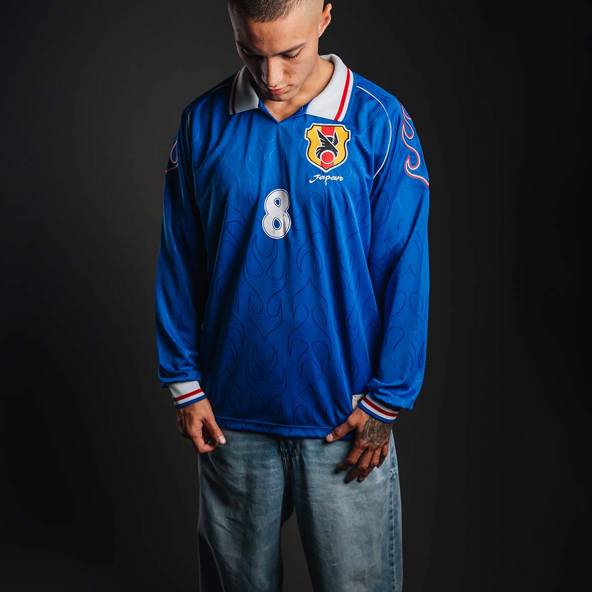 Japan Retro 1998 Nakata Blue Men's Long Sleeved T-Shirt