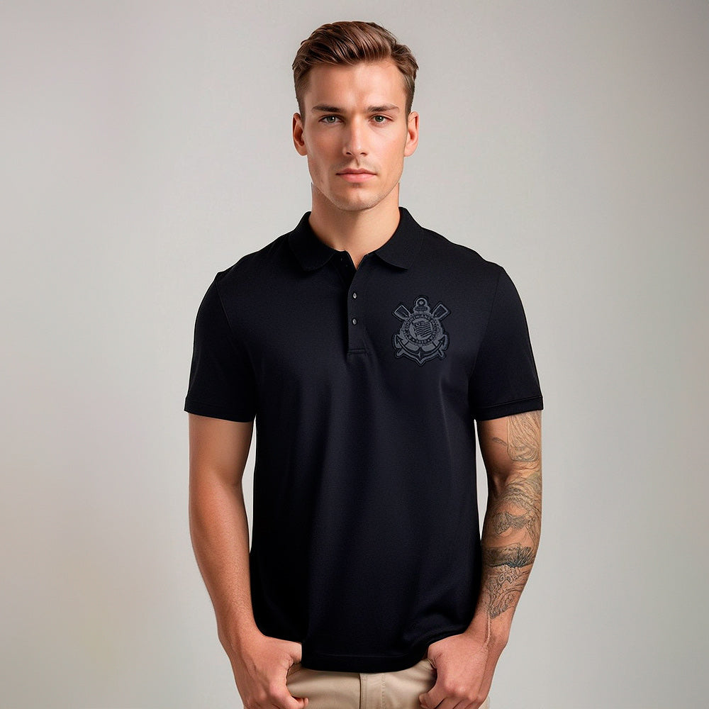 Corinthians Retro All Black Men's Polo T-Shirt