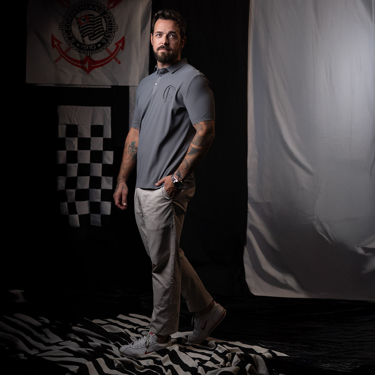 Corinthians Retro Tech Gray Men's Polo T-Shirt