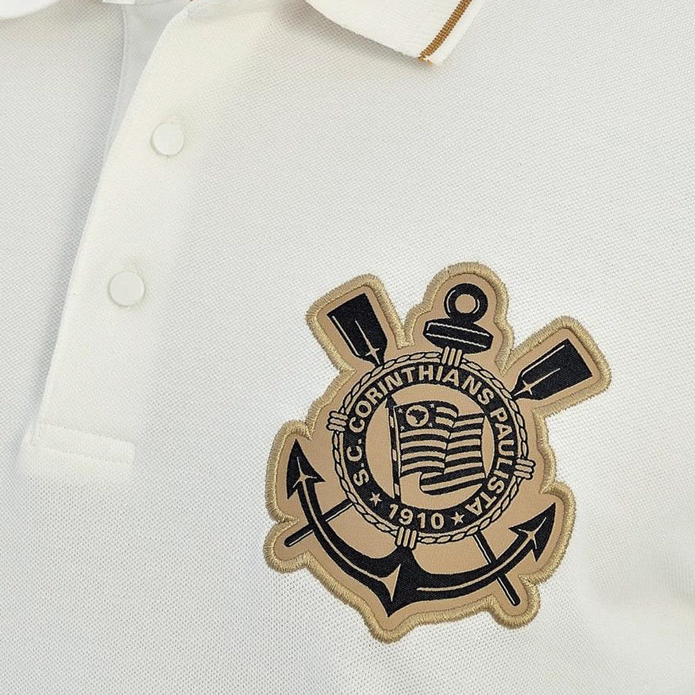 Corinthians Retro Off-White and Gold Men's Polo T-Shirt