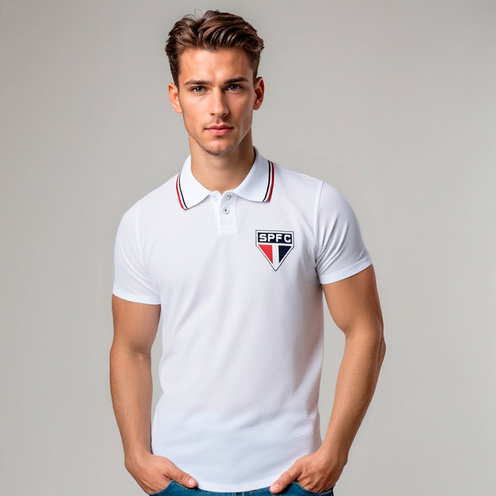 São Paulo Retro All White Men's Polo T-Shirt