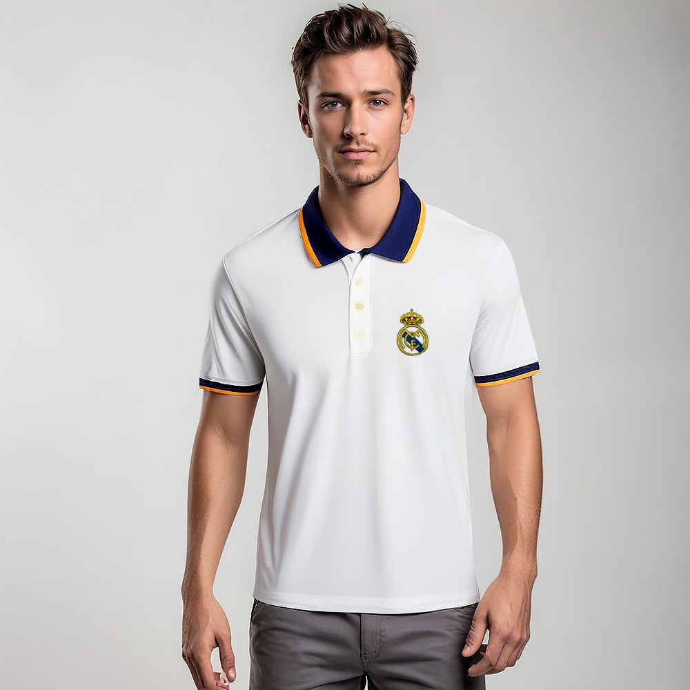 Real Madrid Retro White Men's Polo T-Shirt