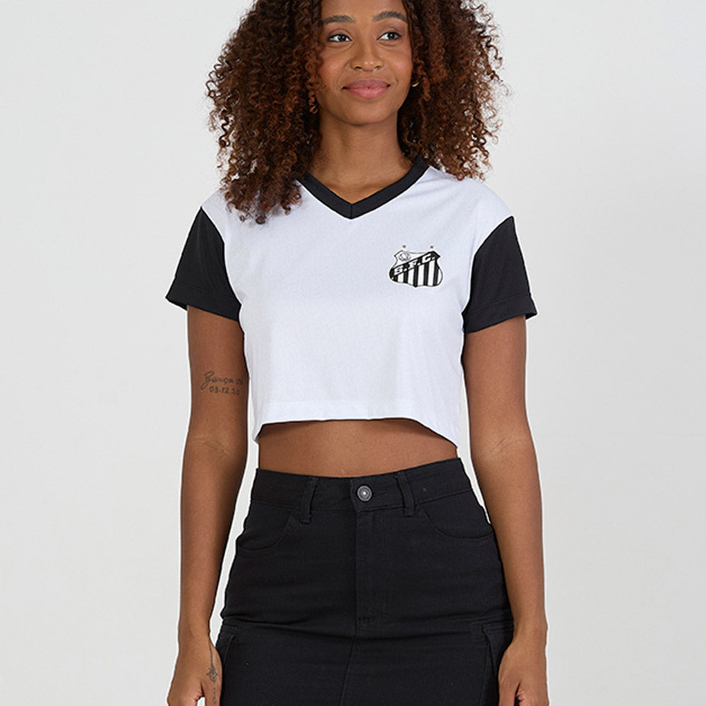 Santos Retro White Woman's Cropped T-Shirt