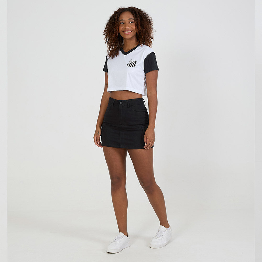 Santos Retro White Woman's Cropped T-Shirt