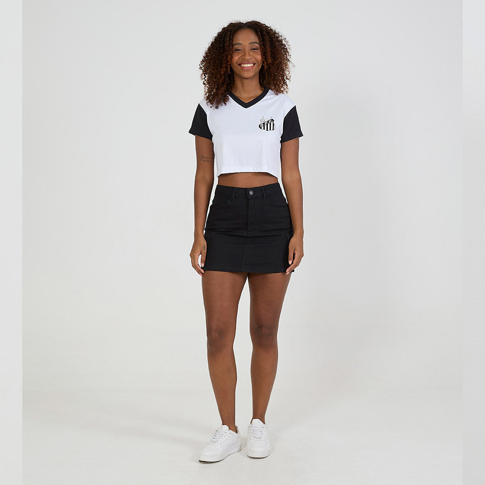 Santos Retro White Woman's Cropped T-Shirt