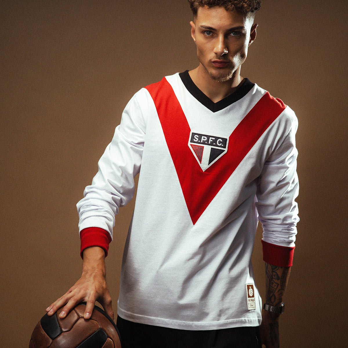 São Paulo Retro 1930 White Men's Long Sleeved T-Shirt