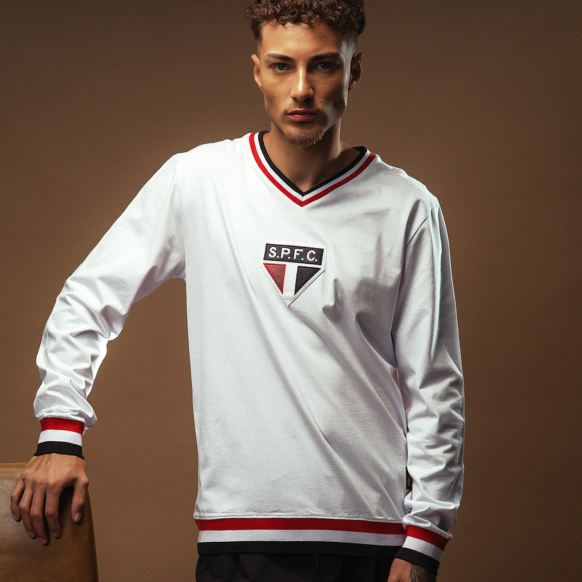 São Paulo Retro 1930 White Men's Long Sleeved T-Shirt
