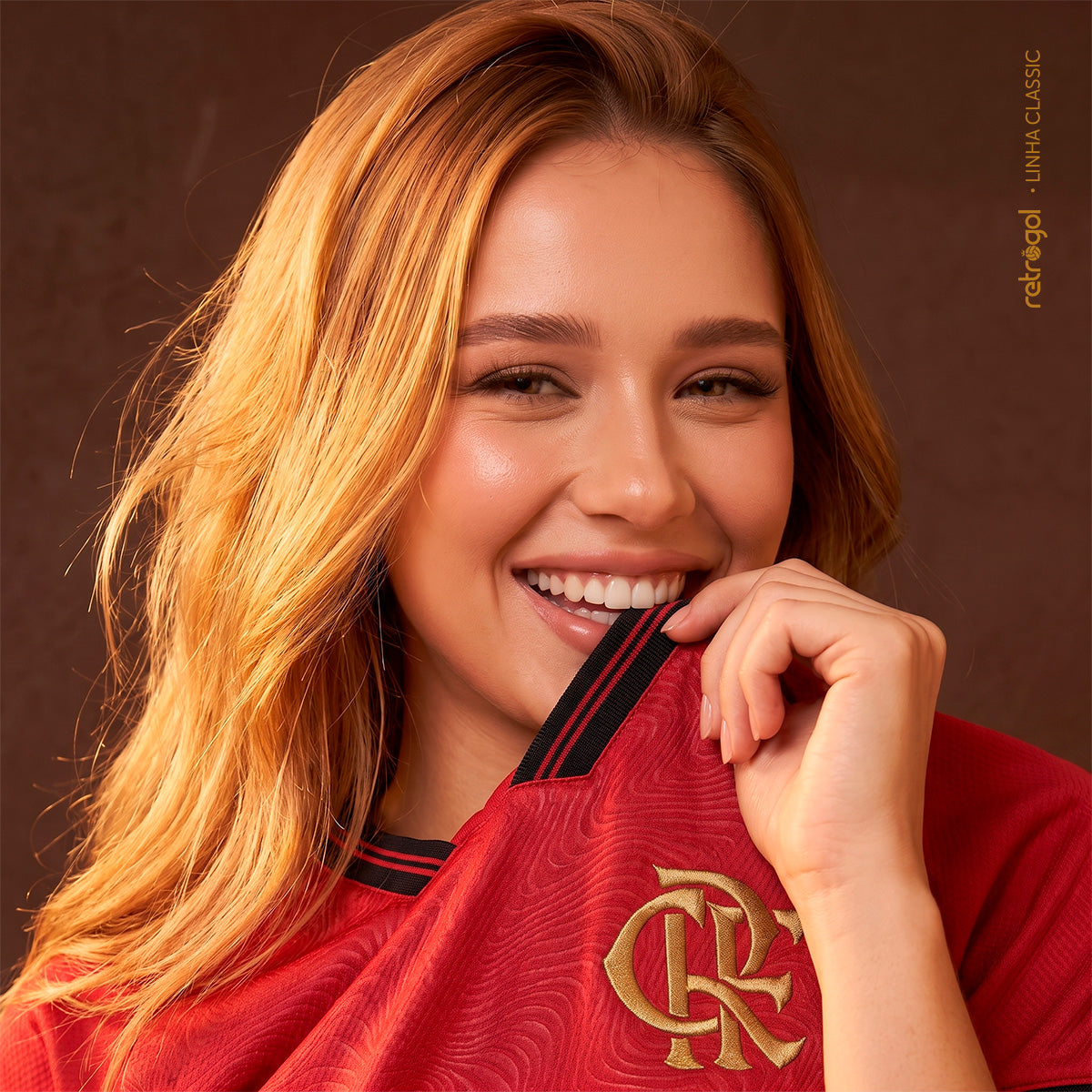 Flamengo Gold Jacquard Red Woman's Cropped