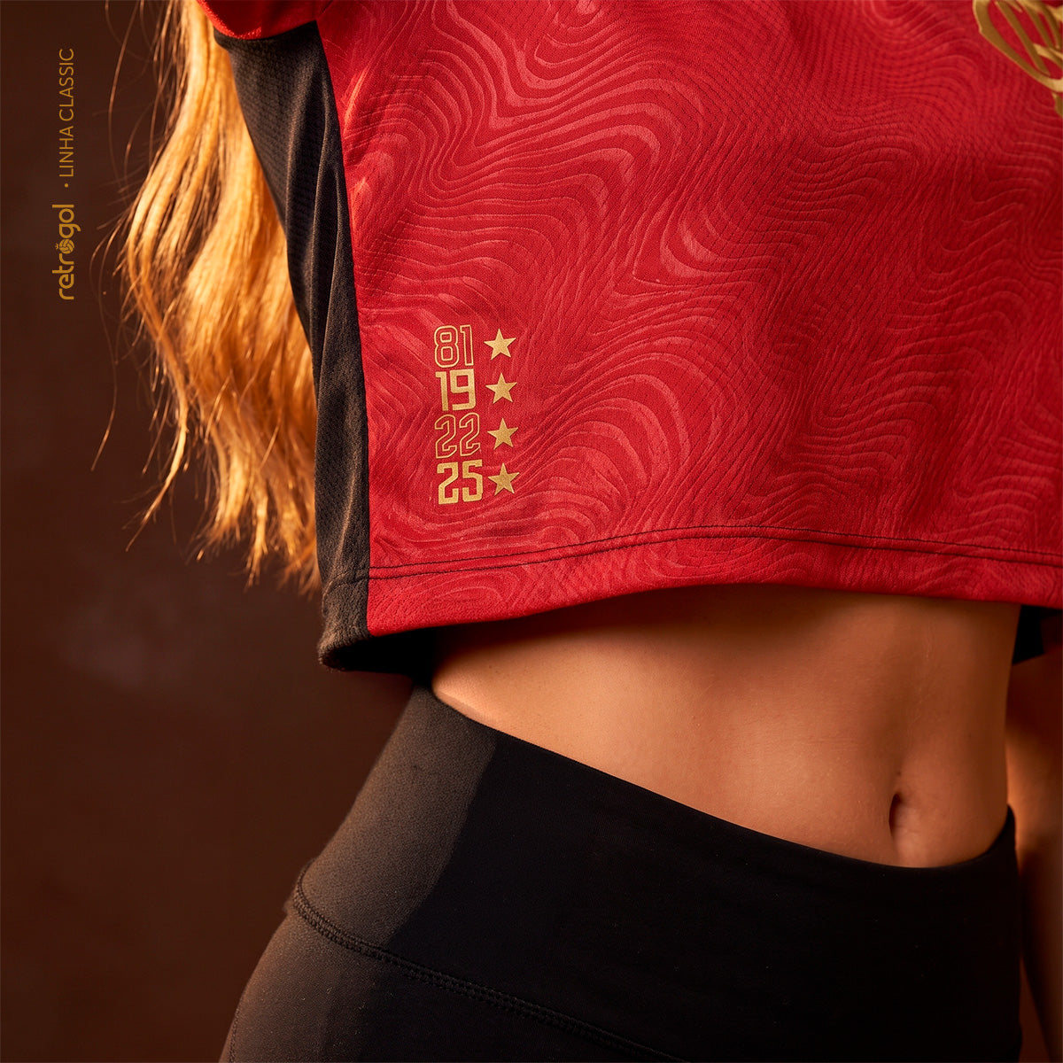 Flamengo Gold Jacquard Red Woman's Cropped