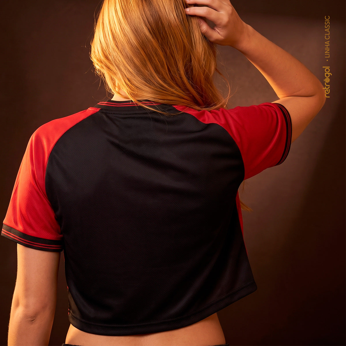 Flamengo Gold Jacquard Red Woman's Cropped