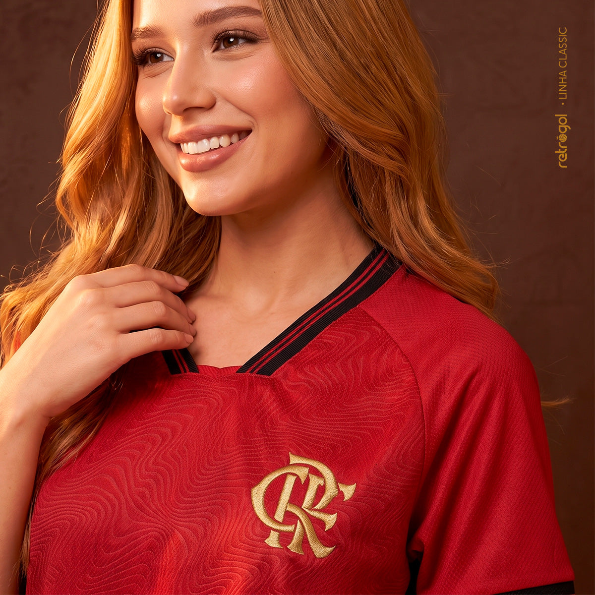 Flamengo Gold Jacquard Red Woman's Cropped