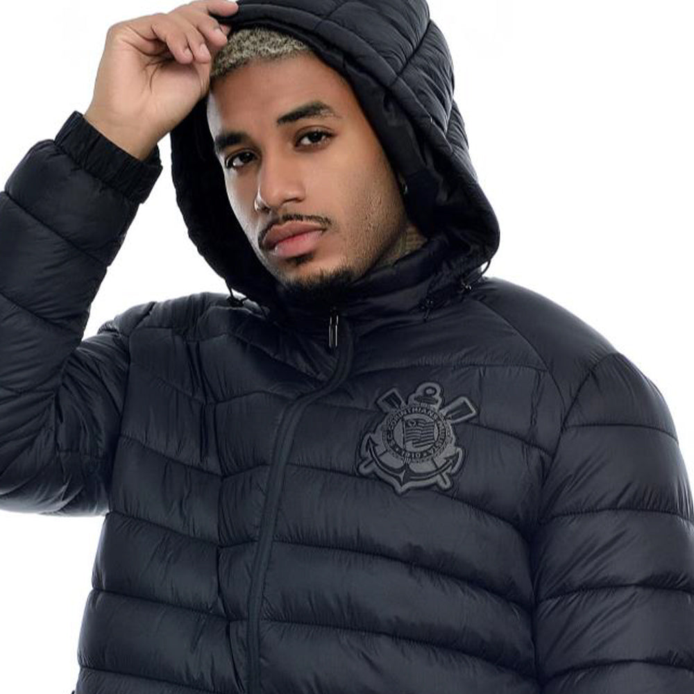 Corinthians Retro All Black W/ Removable Hood Men's Jacket